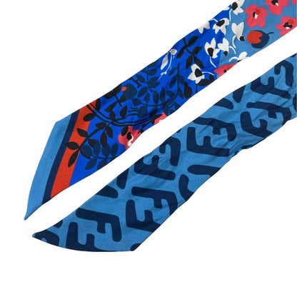 Fendi Twilly Leopard Print Blue All Over Scarf — view 5