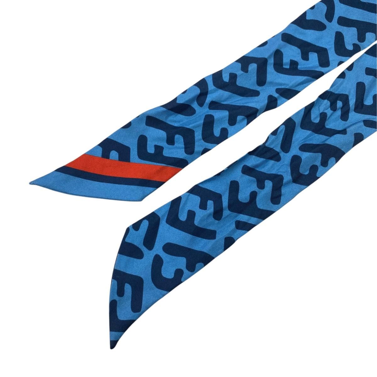 Fendi Twilly Leopard Print Blue All Over Scarf — view 4