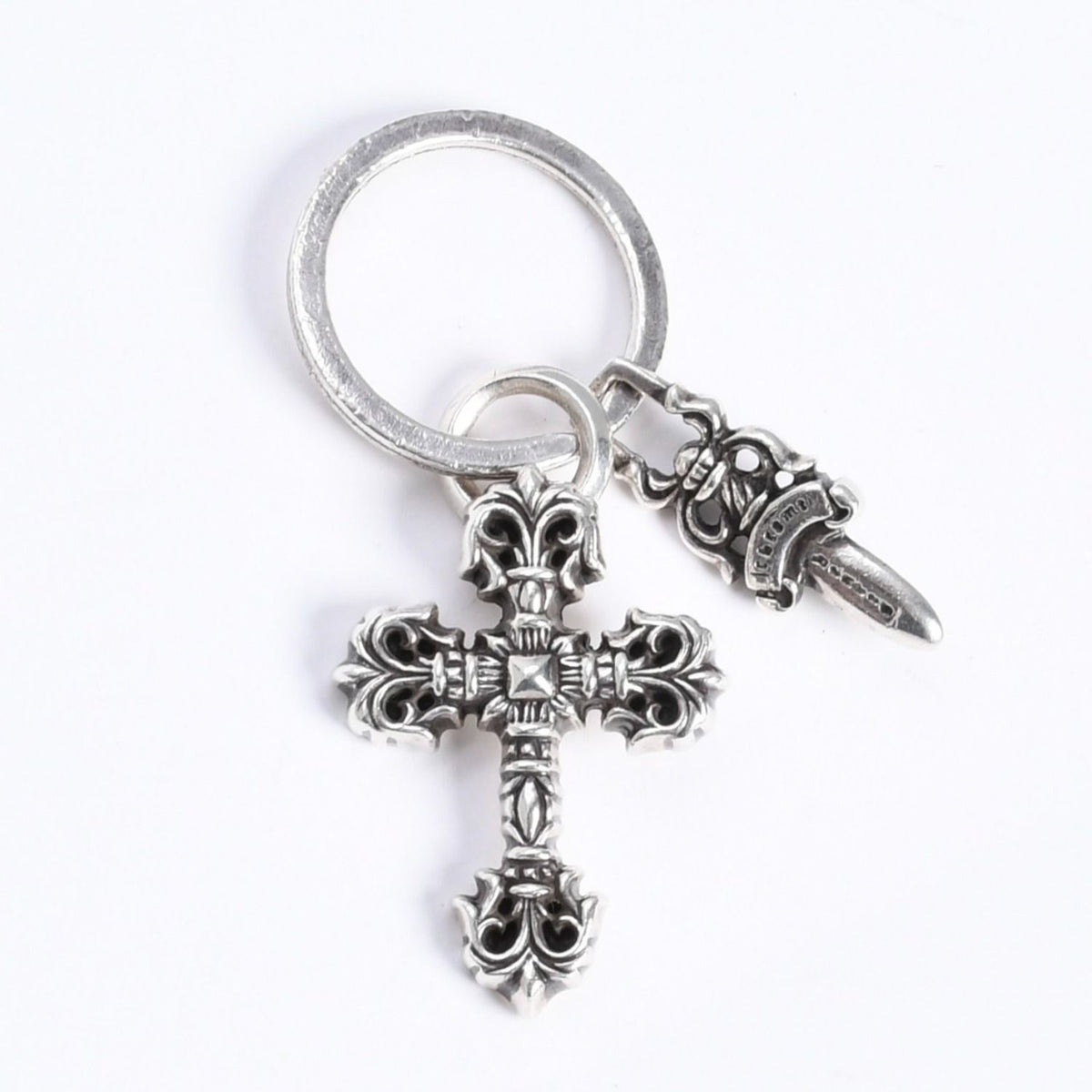 Chrome Hearts Key Charm XS Filigree Cross with Split 925 Sterling Silver