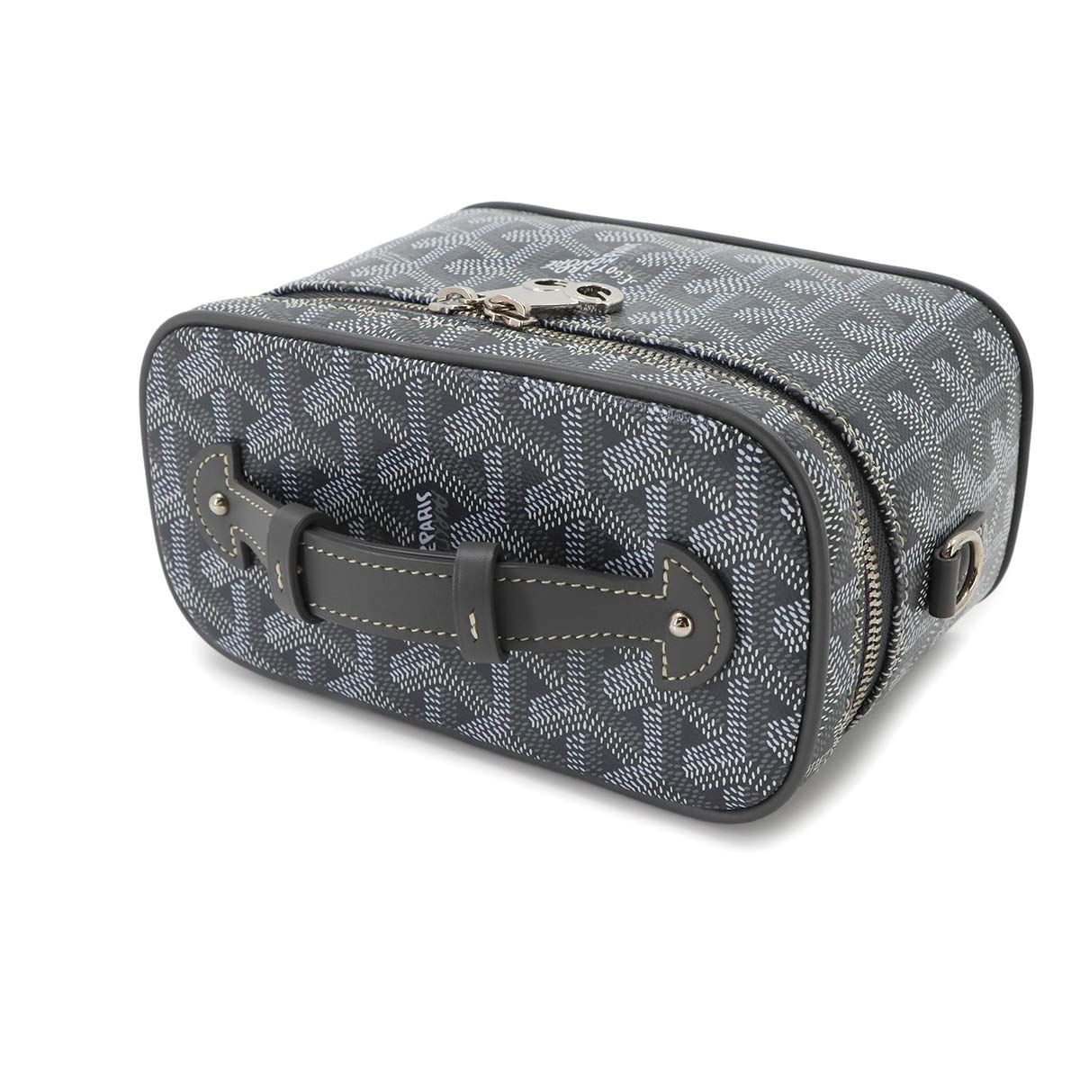 Goyard Muse Mini Vanity 2-Way Shoulder Hand Bag Herringbone Leather Gray — view 6