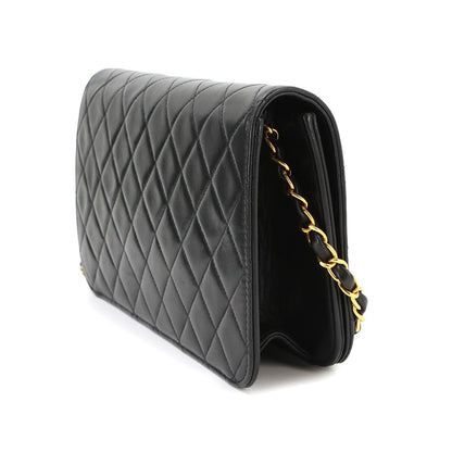 Chanel Quilted Chain Shoulder Bag Lambskin Black Gold Push Lock — view 4
