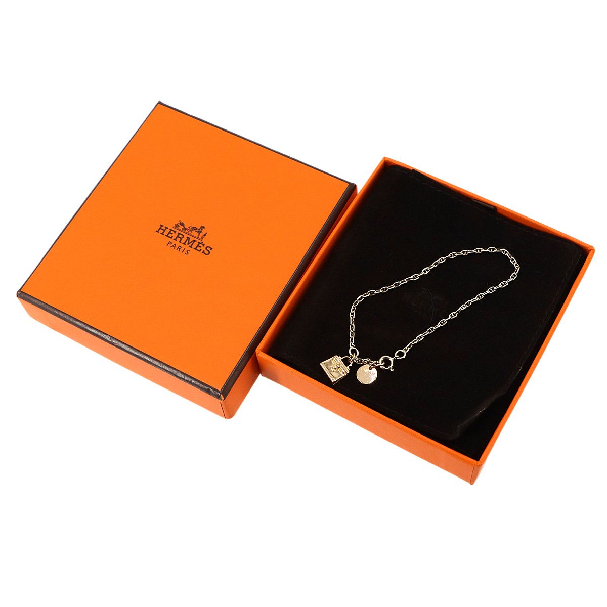 Hermes Kelly Charm Chaine D'ancre Bracelet Silver Pink Gold — view 2