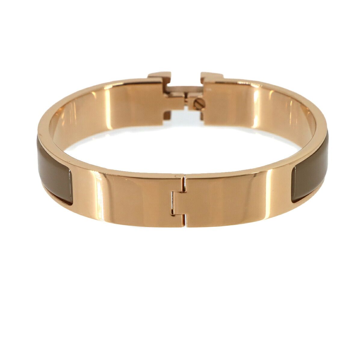 Hermes Clic H GM Bangle Brown Glace Rose Gold Bracelet — view 2