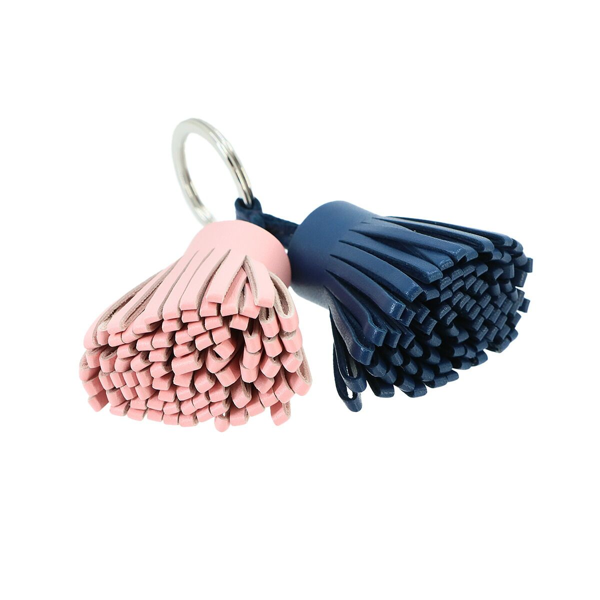 Hermes Carmen Unodos Charm Key Ring Agneau Milo Blue Domart Rose Sakura Key — view 4