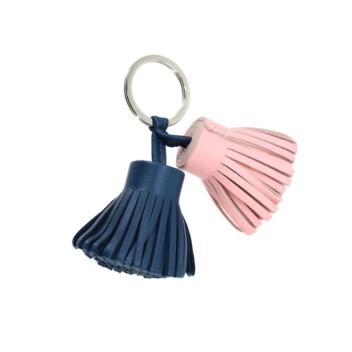 Hermes Carmen Unodos Charm Key Ring Agneau Milo Blue Domart Rose Sakura Key — view 3