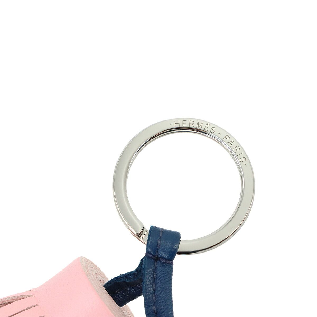 Hermes Carmen Unodos Charm Key Ring Agneau Milo Blue Domart Rose Sakura Key — view 5