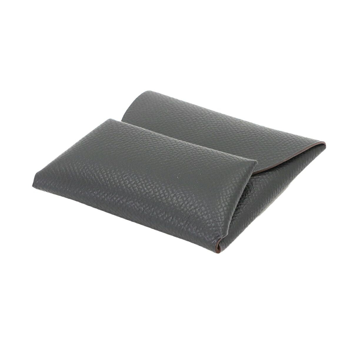 Hermes Bastia Personal Coin Purse Epsom Black Etoupe — view 5