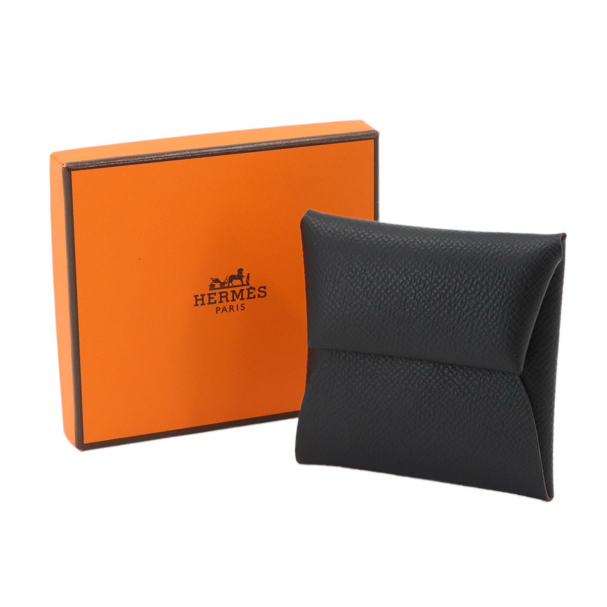 Hermes Bastia Personal Coin Purse Epsom Black Etoupe — view 2