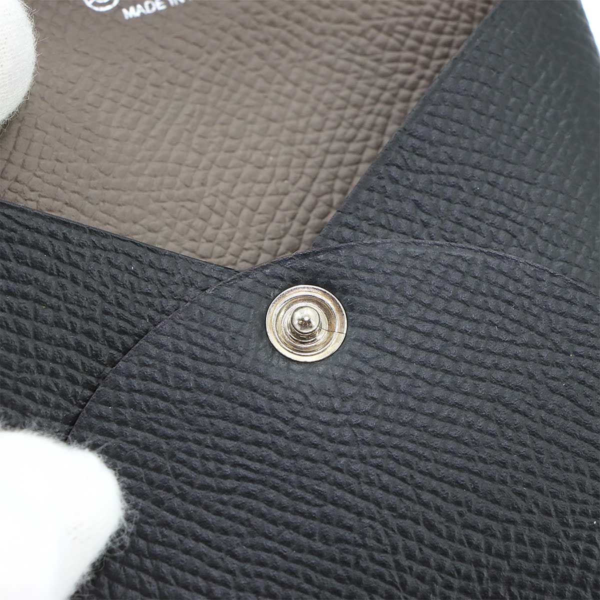 Hermes Bastia Personal Coin Purse Epsom Black Etoupe — view 8