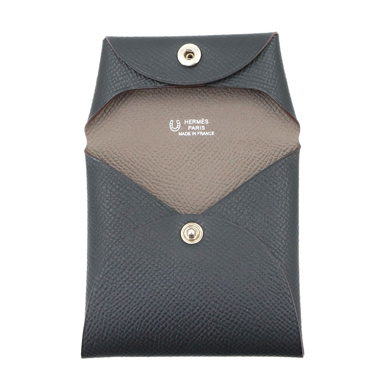Hermes Bastia Personal Coin Purse Epsom Black Etoupe — view 6