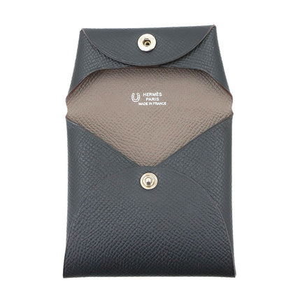 Hermes Bastia Personal Coin Purse Epsom Black Etoupe — view 6