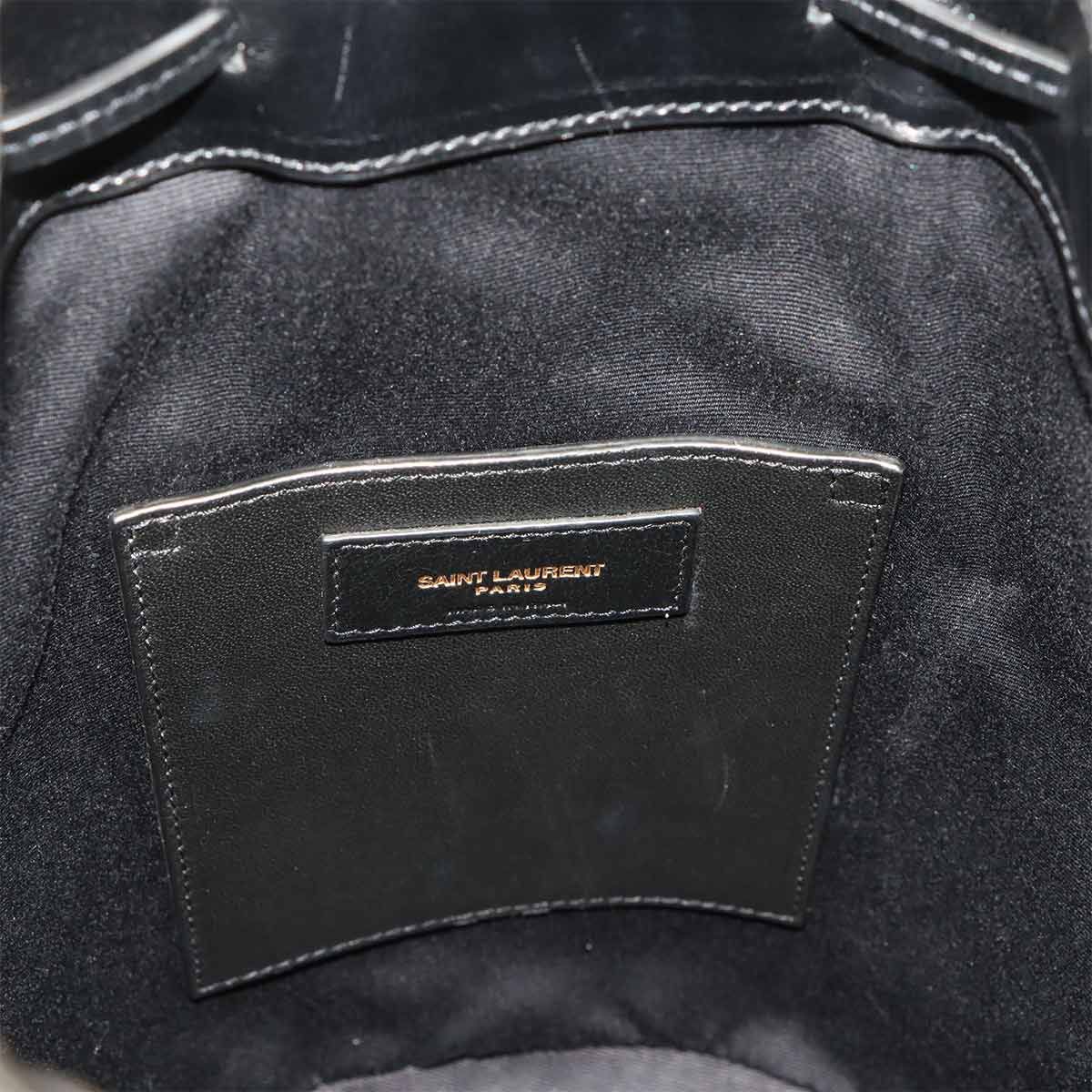 Saint Laurent Talisa Drawstring Shoulder Bag Leather Black Gold Thalitha — view 8