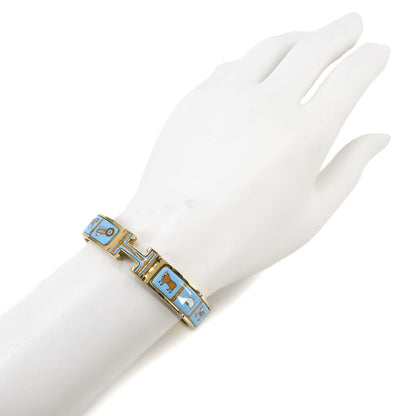 Hermes Clic H PM Couverture Et Tenue de Jour Bangle Blue Gold Bracelet — view 6