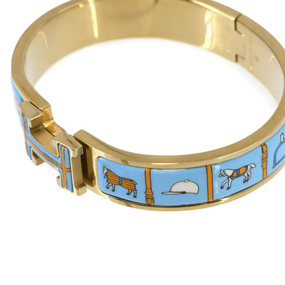 Hermes Clic H PM Couverture Et Tenue de Jour Bangle Blue Gold Bracelet — view 4