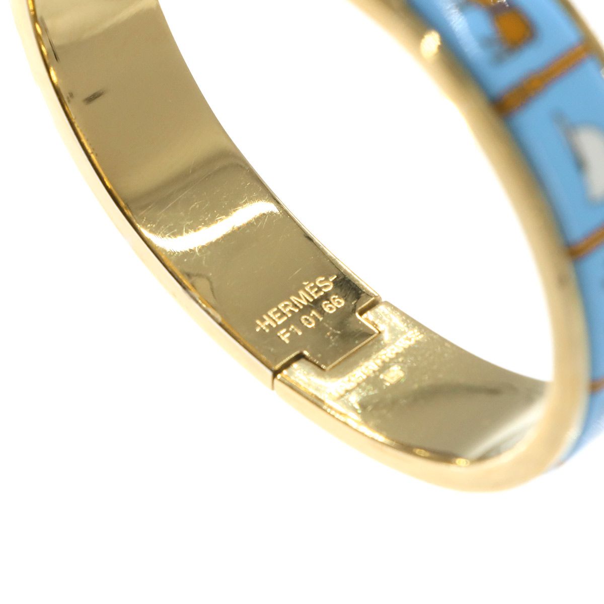 Hermes Clic H PM Couverture Et Tenue de Jour Bangle Blue Gold Bracelet — view 5