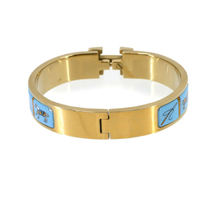 Hermes Clic H PM Couverture Et Tenue de Jour Bangle Blue Gold Bracelet — view 2