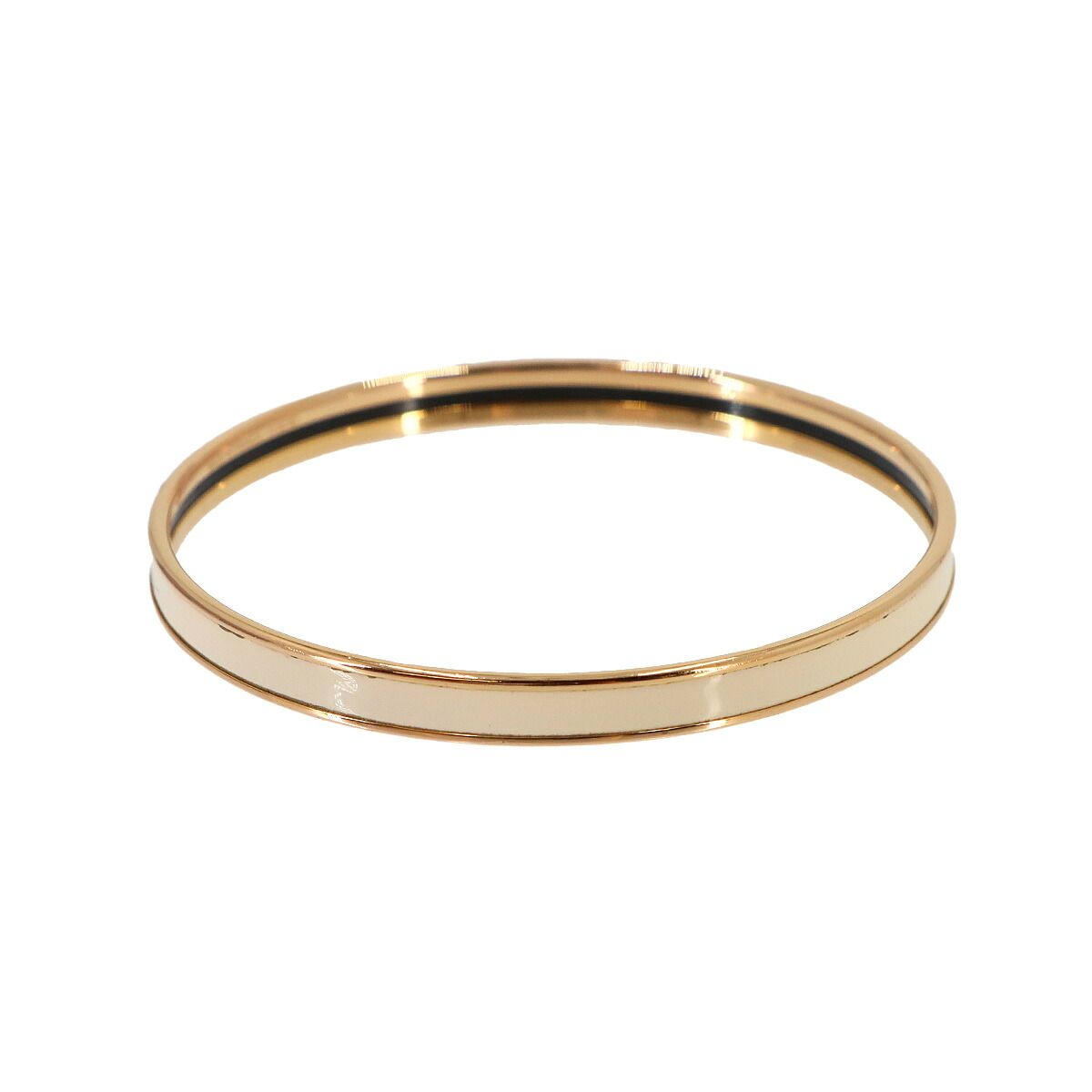 Hermes Uni Enamel Bangle Cream Rose Gold Bracelet — view 3