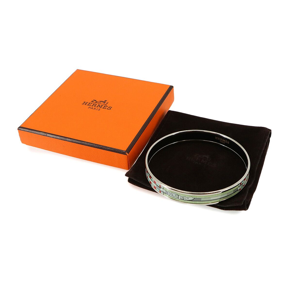 Hermes Enamel PM Bangle Bracelet Green Red Email PM — view 2