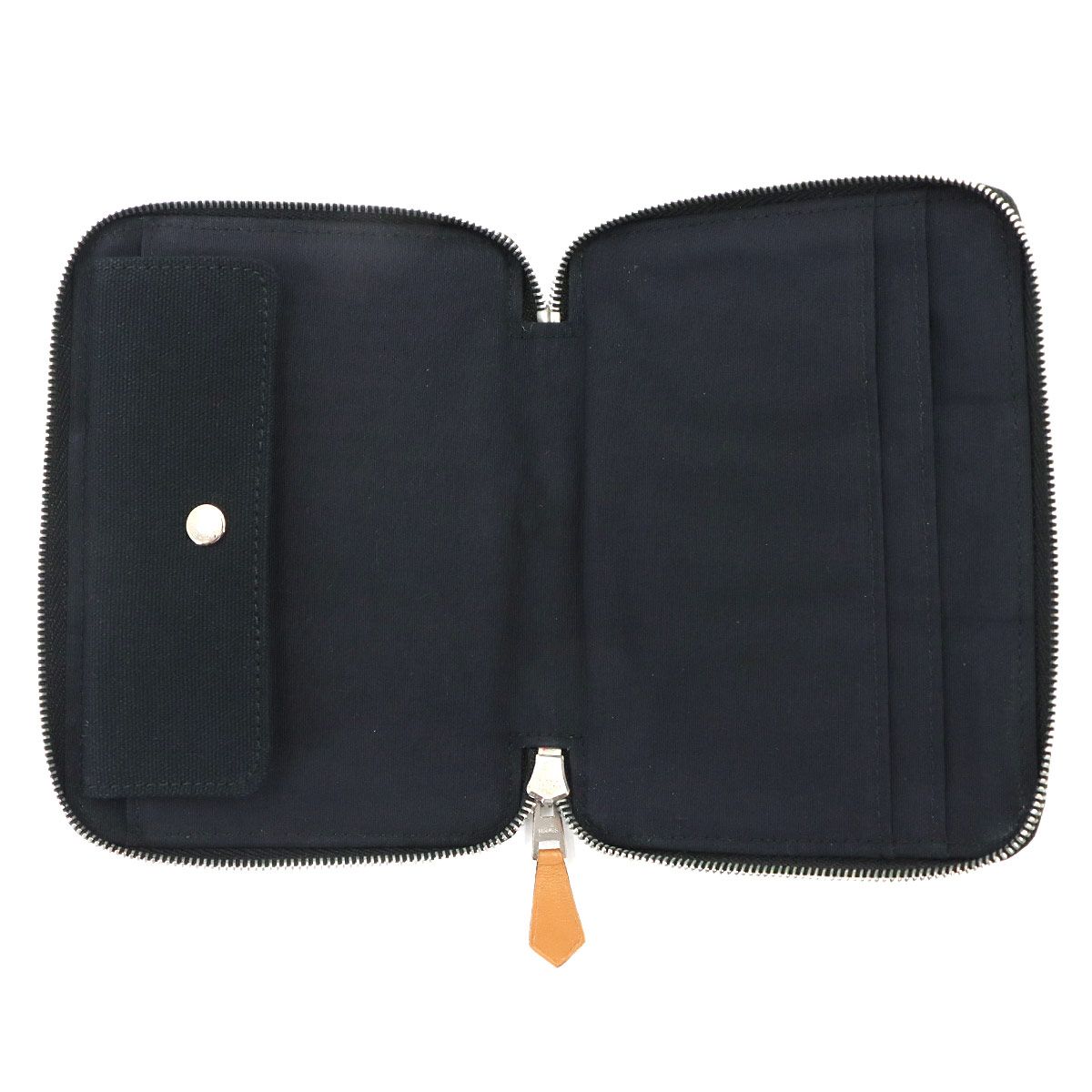 Hermes Deauville Perth PM Zip Around Bifold Wallet Canvas Black Silver — view 6