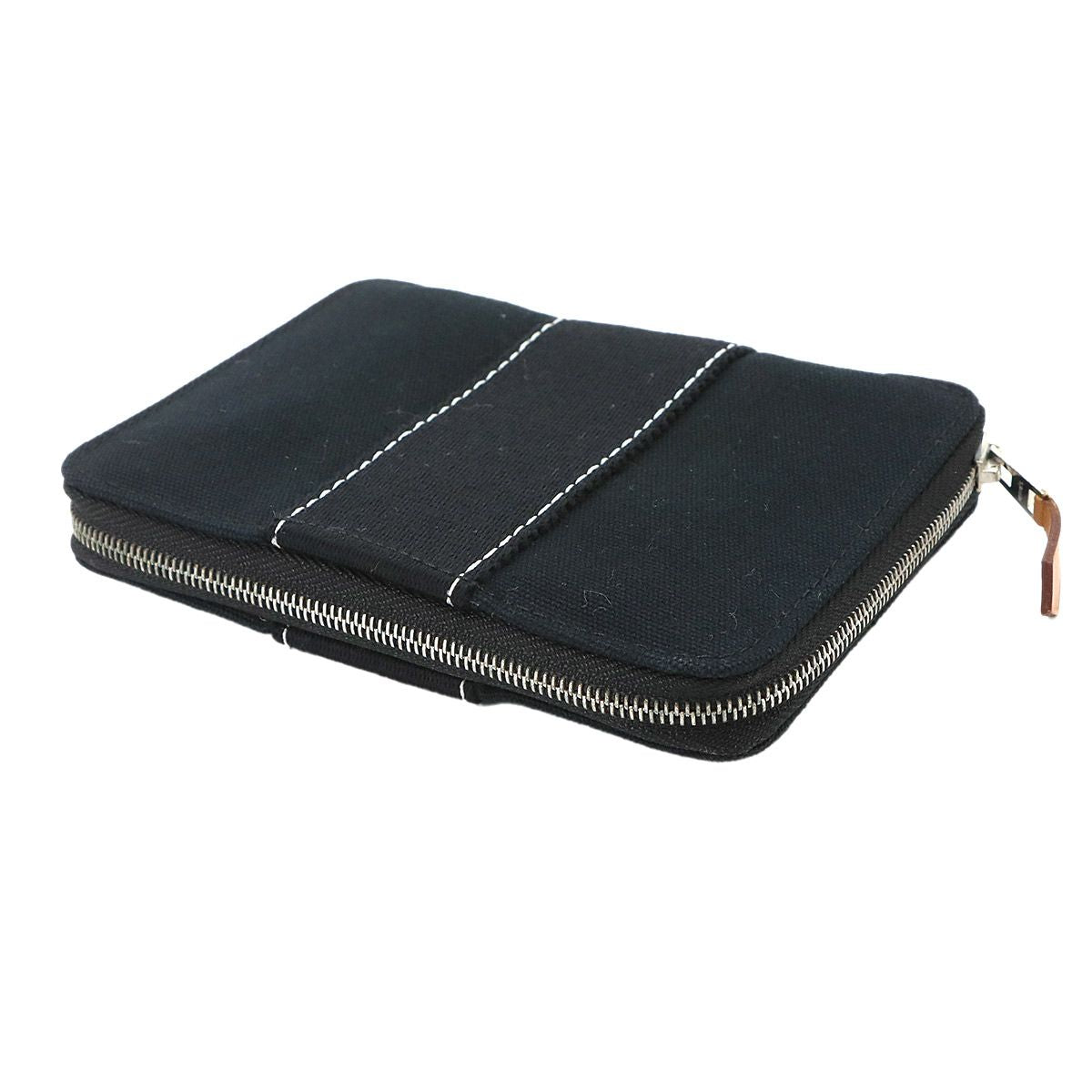 Hermes Deauville Perth PM Zip Around Bifold Wallet Canvas Black Silver — view 5