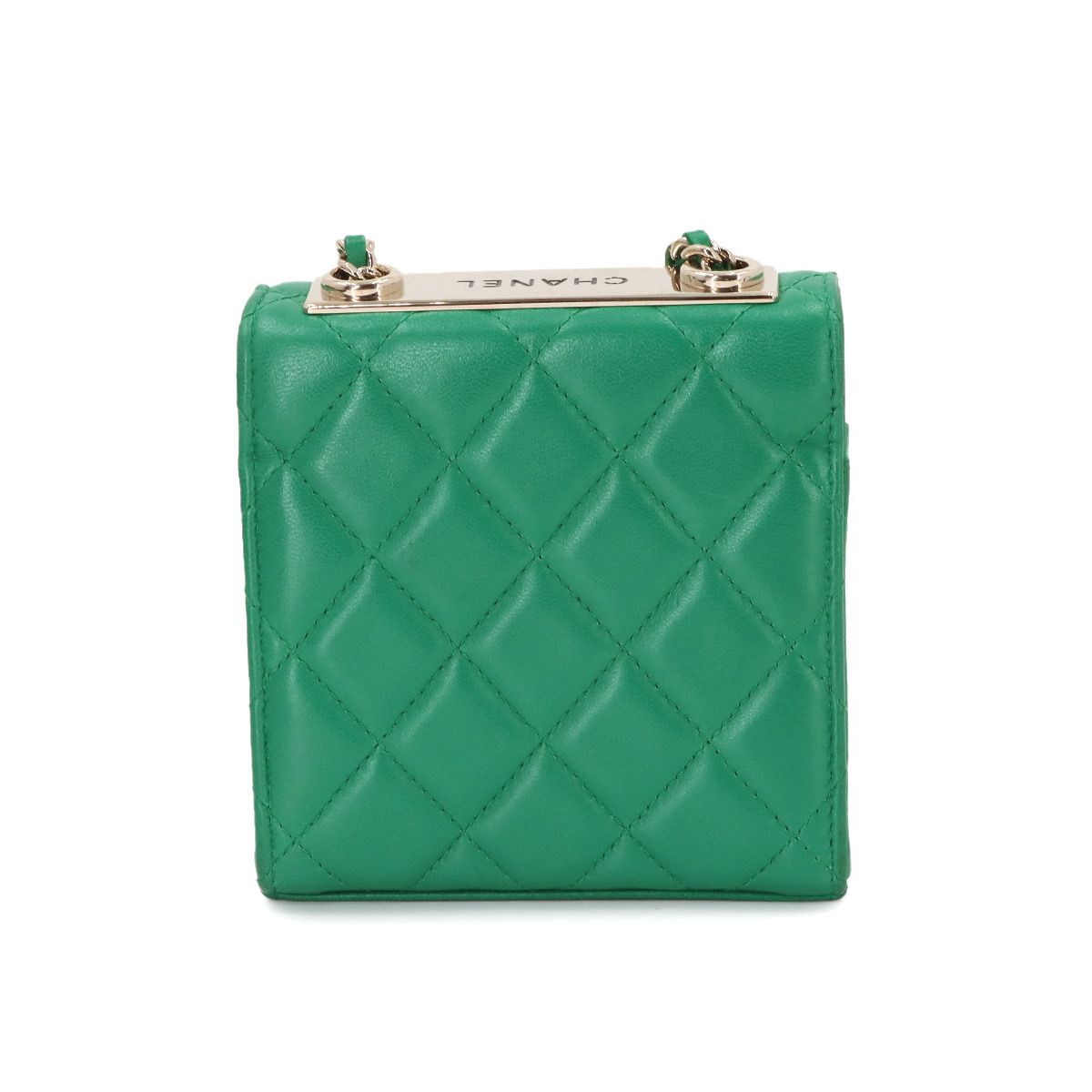 Chanel Trendy CC Quilted Chain Shoulder Bag Lambskin Green Gold — view 3
