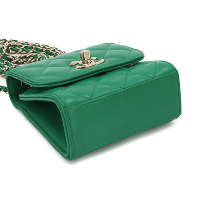 Chanel Trendy CC Quilted Chain Shoulder Bag Lambskin Green Gold — view 5