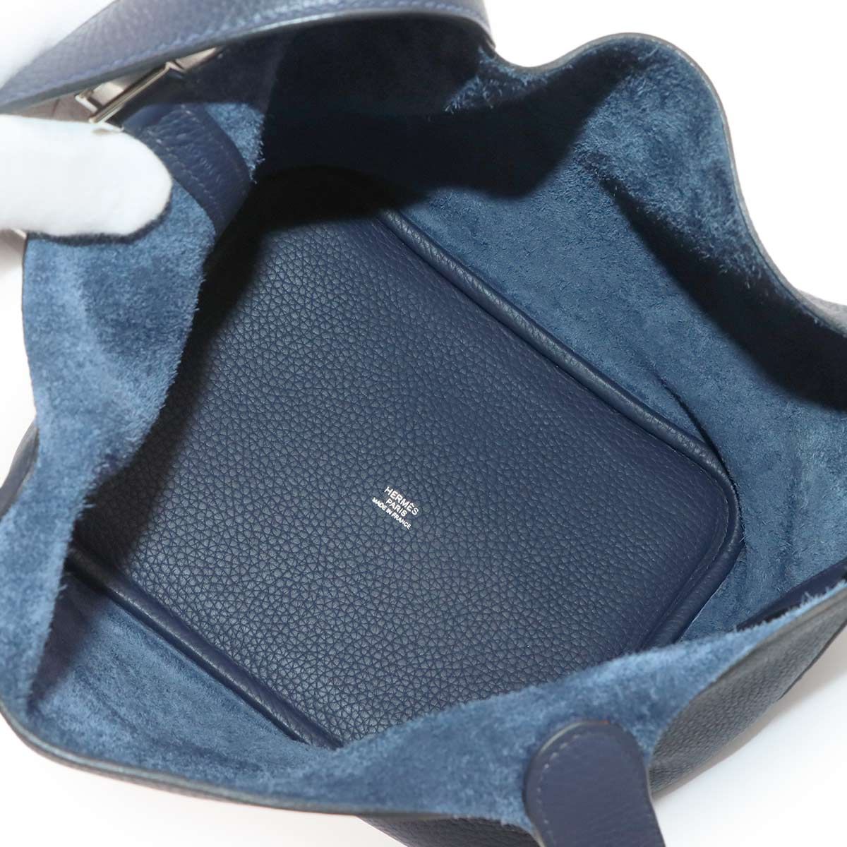 Hermes Picotin Lock 22 Hand Bag Taurillon Clemence Bleu Nuit MM — view 7