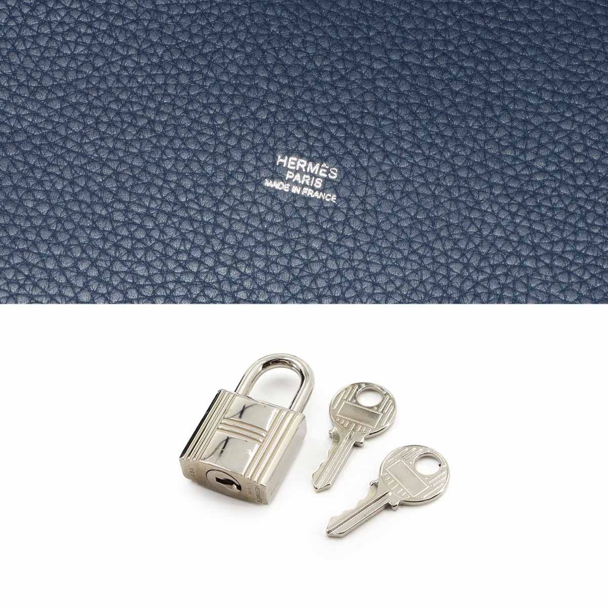 Hermes Picotin Lock 22 Hand Bag Taurillon Clemence Bleu Nuit MM — view 8