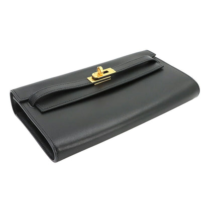 Hermes Kelly to Go Shoulder Wallet Bifold Box Calf Black — view 4