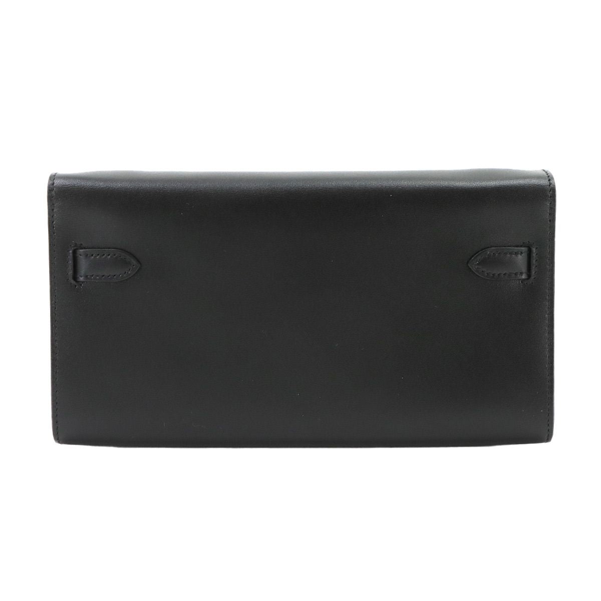 Hermes Kelly to Go Shoulder Wallet Bifold Box Calf Black — view 3