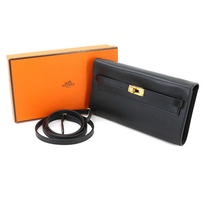 Hermes Kelly to Go Shoulder Wallet Bifold Box Calf Black — view 2