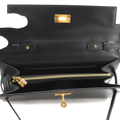 Hermes Kelly to Go Shoulder Wallet Bifold Box Calf Black — view 6