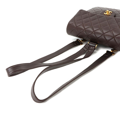 Chanel Quilted Chain Backpack Lambskin Brown Vintage Gold — view 6