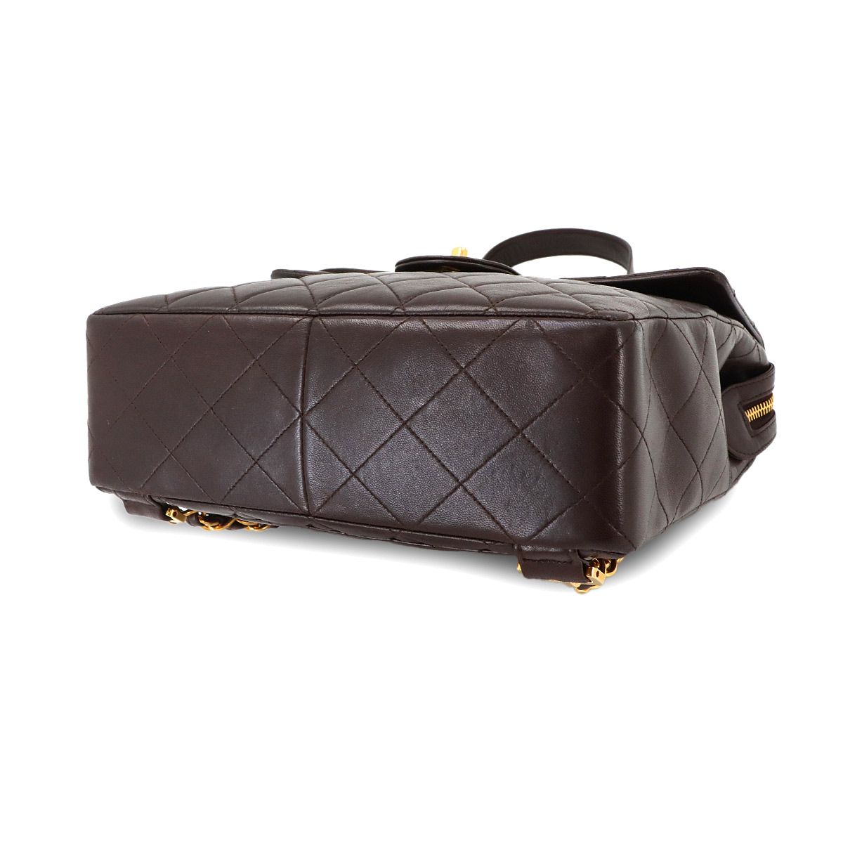 Chanel Quilted Chain Backpack Lambskin Brown Vintage Gold — view 5