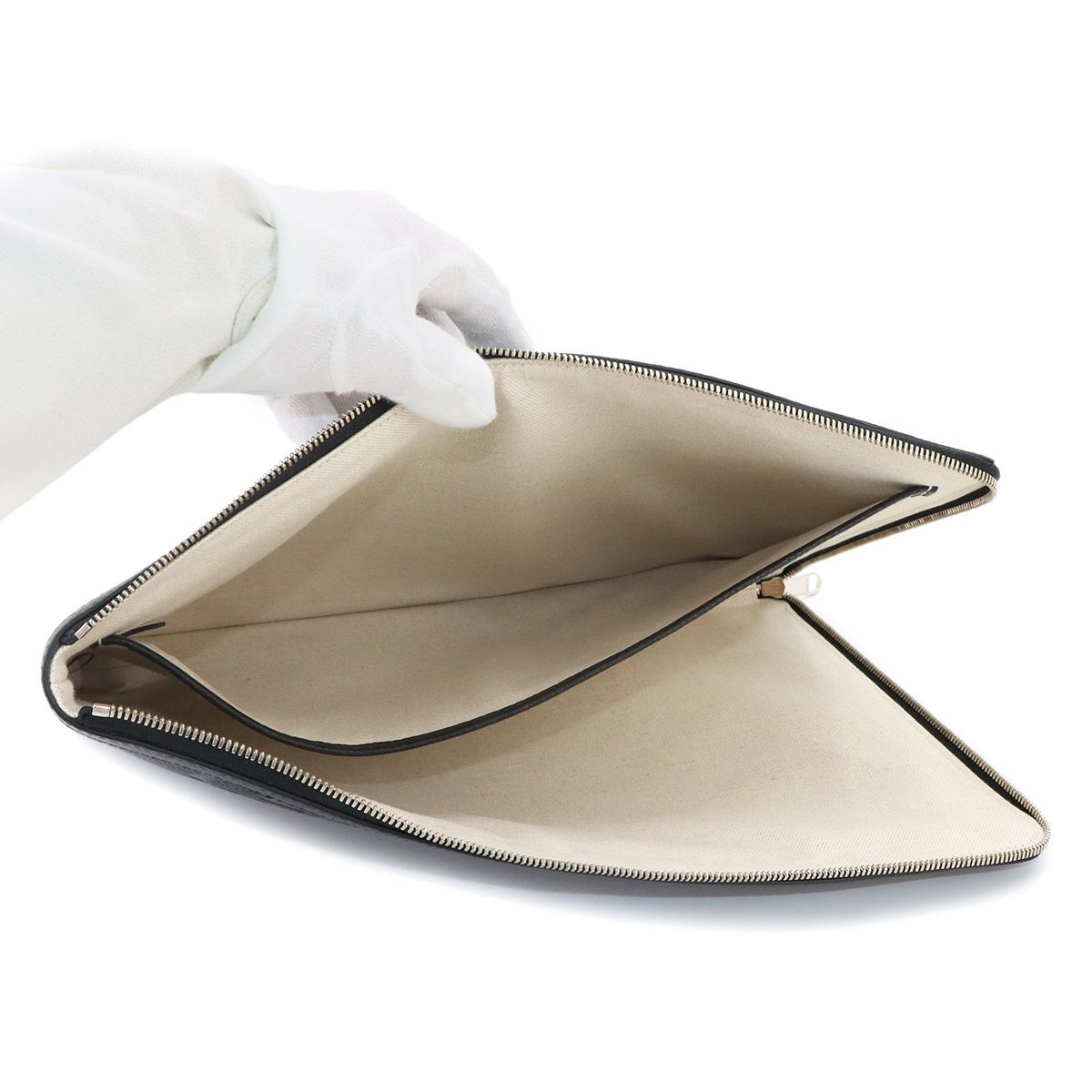 Gucci Jumbo GG Document Case Clutch Leather Black Silver — view 8