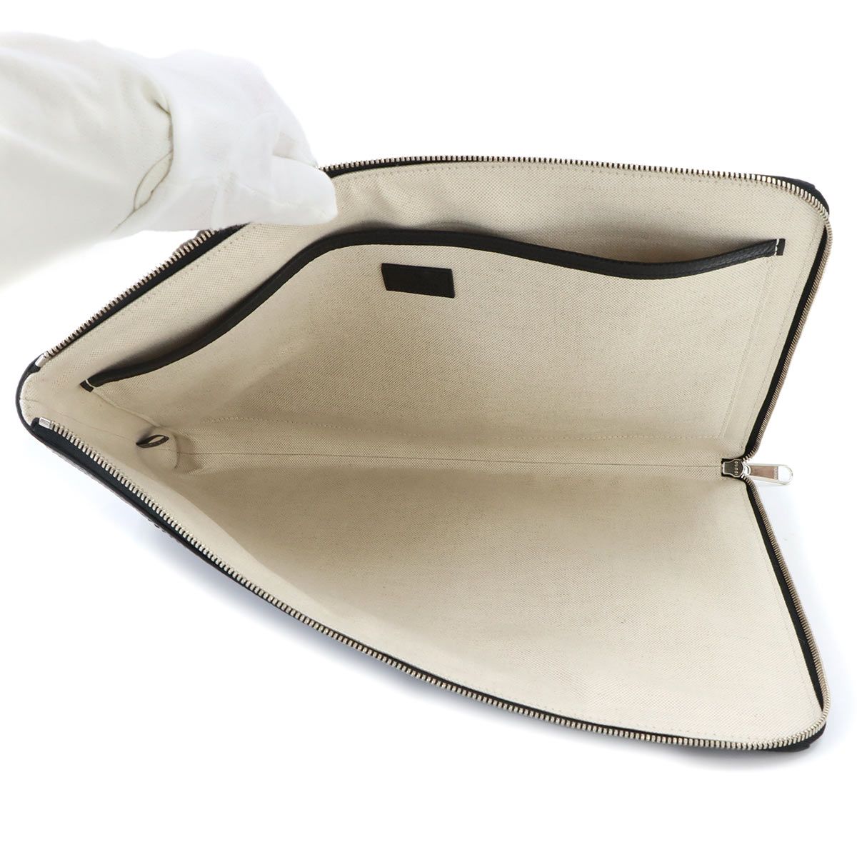 Gucci Jumbo GG Document Case Clutch Leather Black Silver — view 6