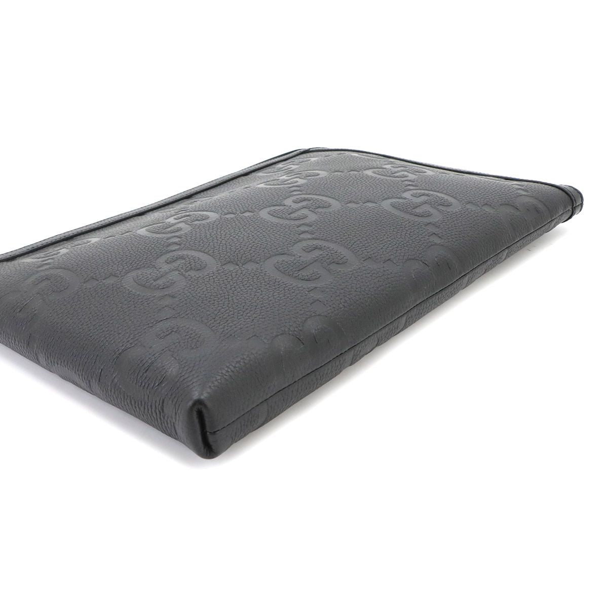 Gucci Jumbo GG Document Case Clutch Leather Black Silver — view 5