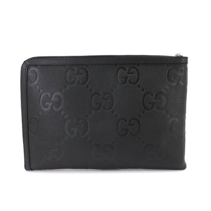 Gucci Jumbo GG Document Case Clutch Leather Black Silver — view 3