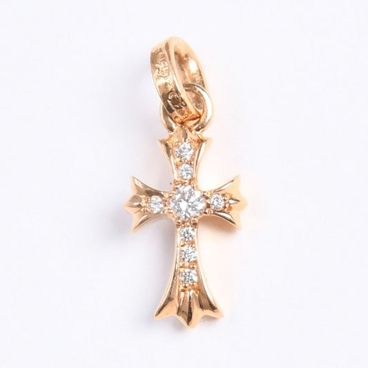 Chrome Hearts 22k CH Cross Baby Fat Charm Pendant Gold Diamond 22k Stamp