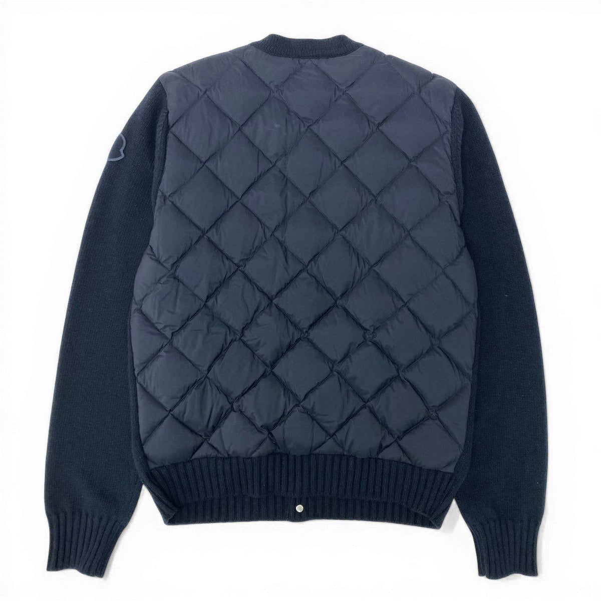 Moncler Cardigan Tricot Down Long Sleeve Flap Button Navy Nylon L — view 4