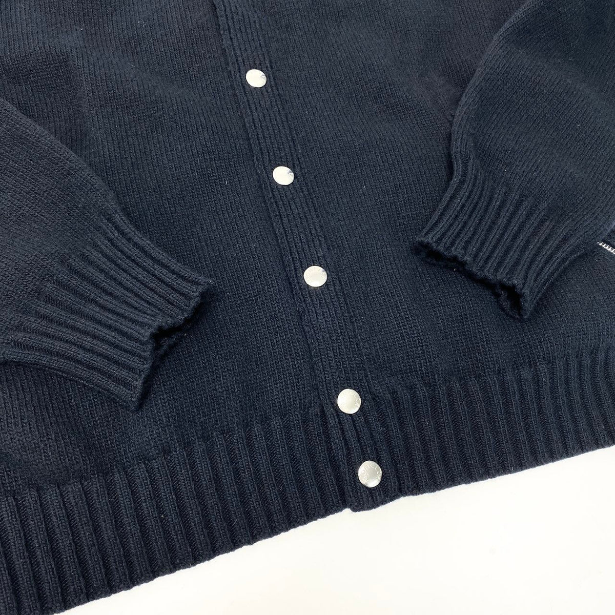 Moncler Cardigan Tricot Down Long Sleeve Flap Button Navy Nylon L — view 6