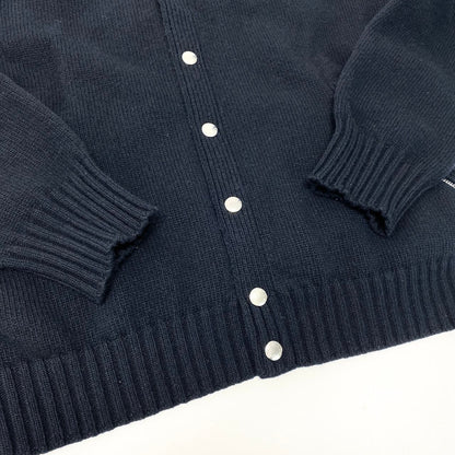 Moncler Cardigan Tricot Down Long Sleeve Flap Button Navy Nylon L — view 6