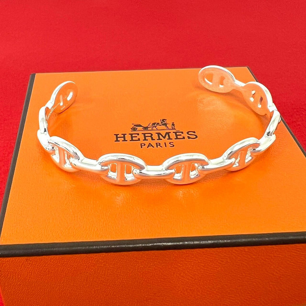 Hermes Enchainee Bangle 925 Sterling Silver Bracelet