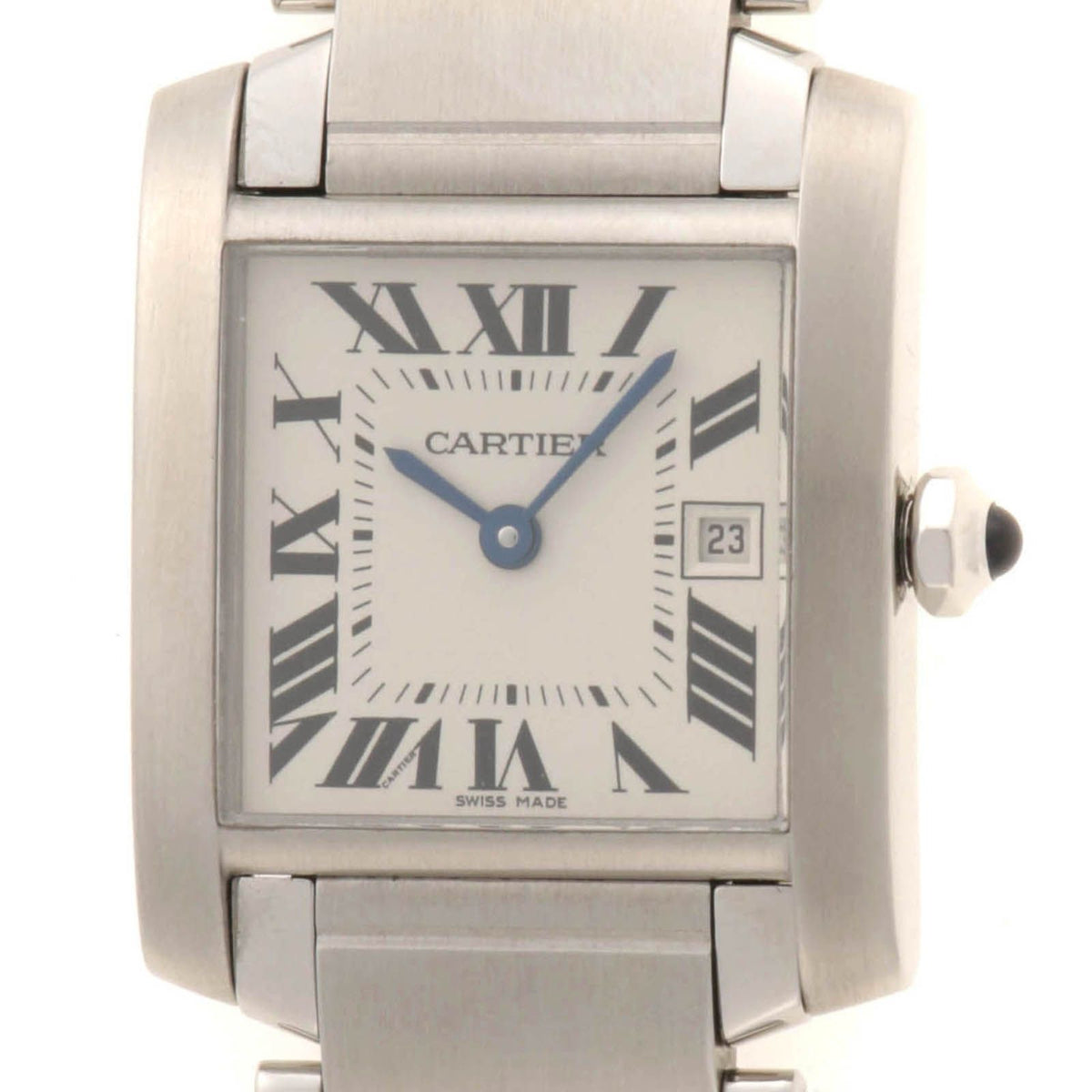 Cartier Tank Francaise MM Watch Stainless Steel White Ivory
