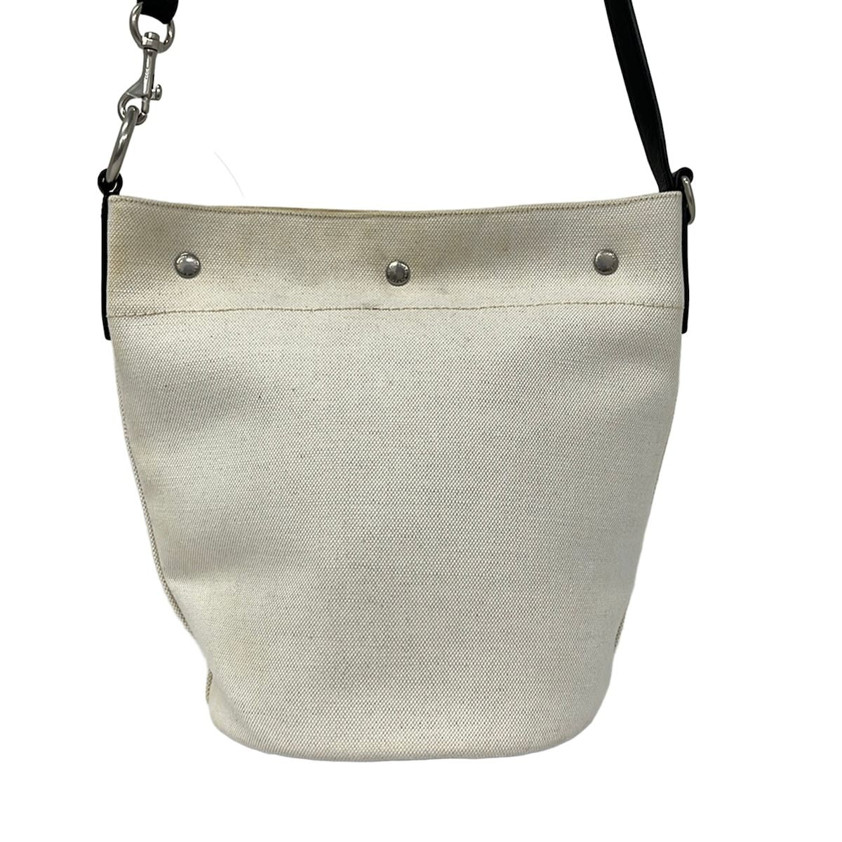 Saint Laurent Paris Shoulder Bag Rive Gauche Seau Ivory Black Leather — view 3