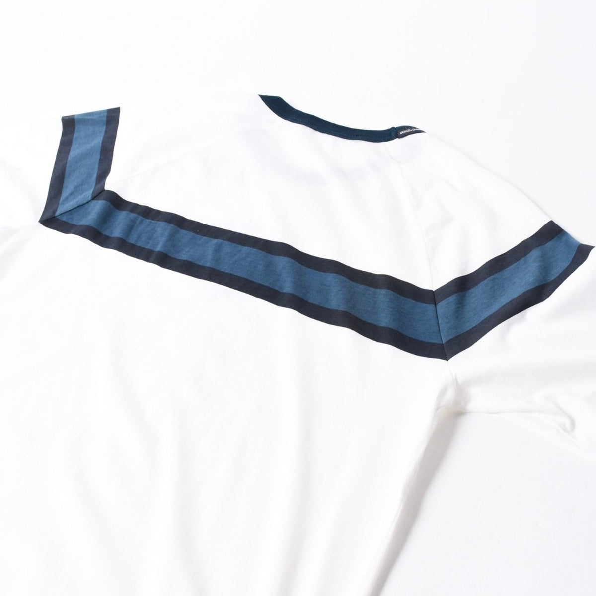 Dolce & Gabbana DG Logo Ringer T-Shirt Cotton White Navy — view 7