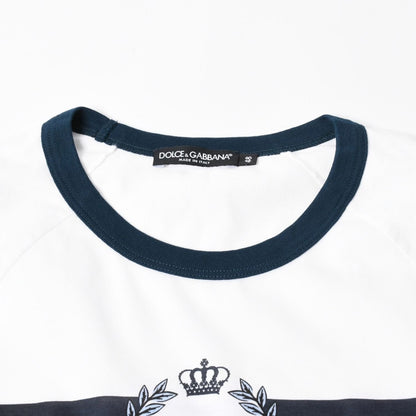 Dolce & Gabbana DG Logo Ringer T-Shirt Cotton White Navy — view 3
