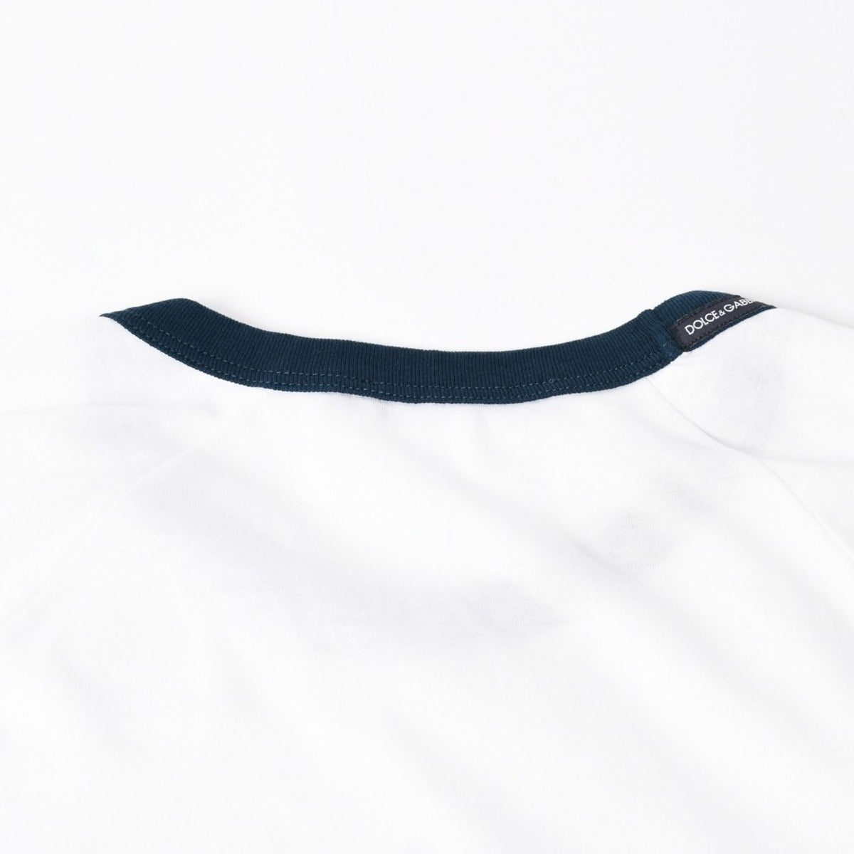 Dolce & Gabbana DG Logo Ringer T-Shirt Cotton White Navy — view 4