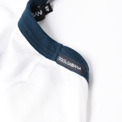 Dolce & Gabbana DG Logo Ringer T-Shirt Cotton White Navy — view 5