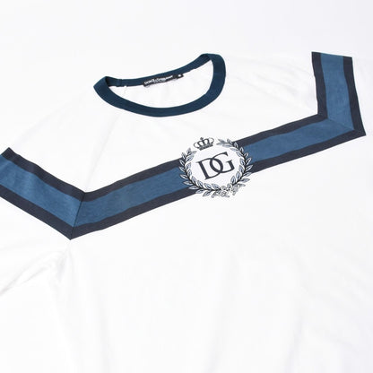 Dolce & Gabbana DG Logo Ringer T-Shirt Cotton White Navy — view 6